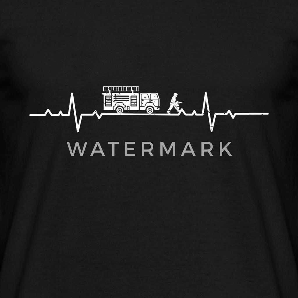 Spreadshirt Feuerwehr Herzschlag Feuerwehrmann ehrenamtlich Männer T-Shirt, XL, Schwarz
