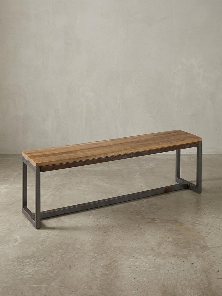 Vintage Esszimmerbank im Mangoholz-Stil mit Metallgestell, Stabil & Unikat. 120x45x46 cm | Kadima Design