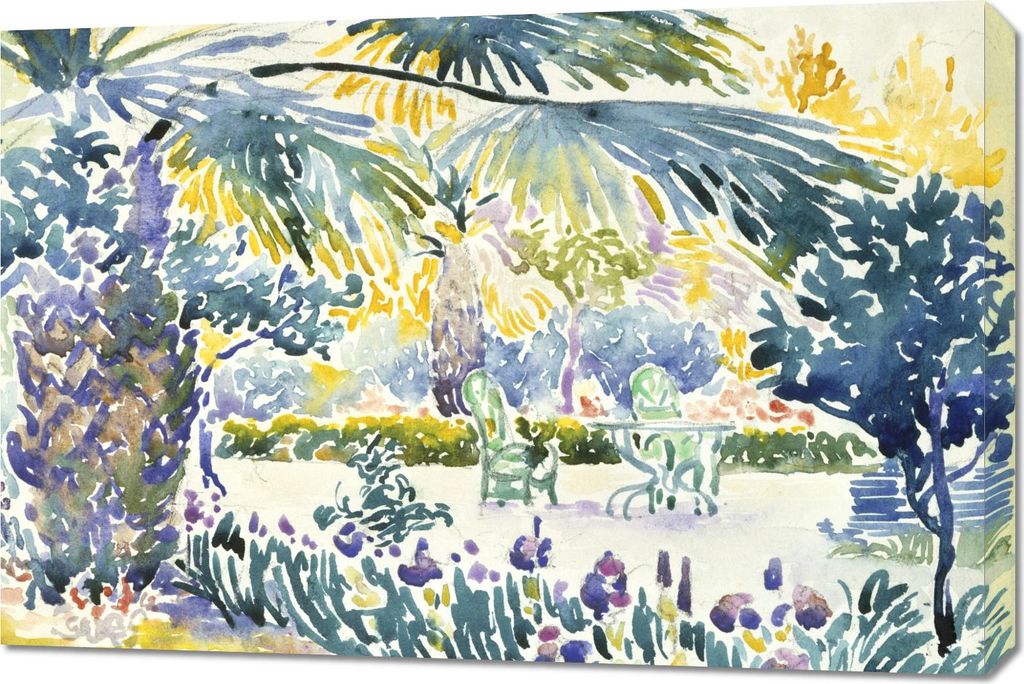 Bild 90x60cm Garten, Henri-Edmond Cross Vintage für das Wohnzimmer