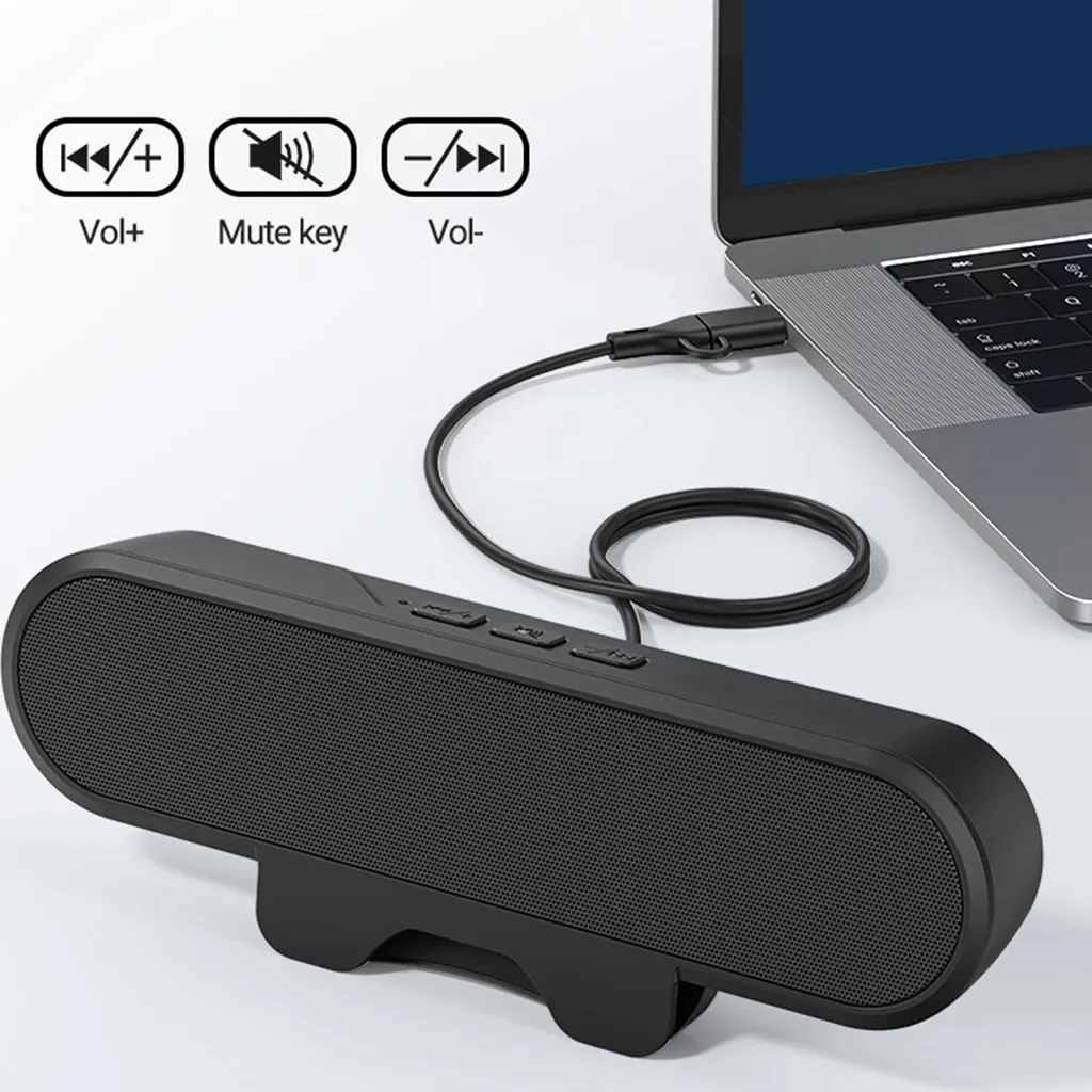Haut-parleur PC USB filaire noir stéréo HD à fixer sur écran - Modèle X1 - 6