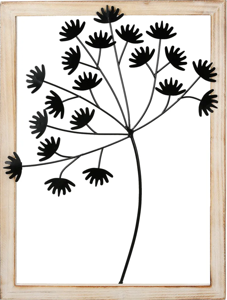 Relief Mural Rectangulaire Gilde Métal Noir Motif Fleurs Lot de 2-69699