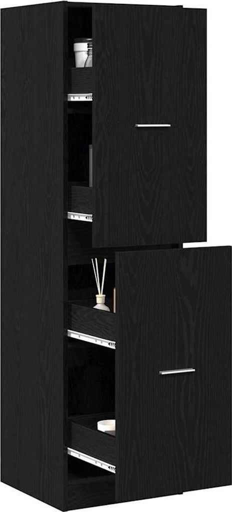 Apothekerschrank Schwarz Eichen-Optik 40 x 41 x 144.5 cm