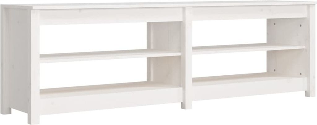 vidaXL Schuhbank Weiß 160x36,5x50 cm Massivholz Kiefer Produktbild 