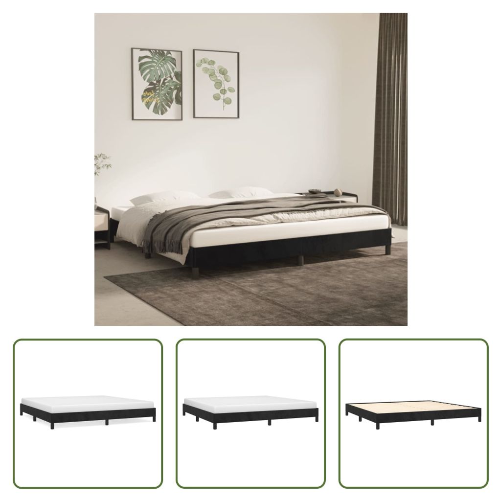 The Living Store Bettgestell Schwarz 200x200 cm Samt