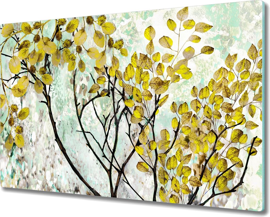 Coloray Küchenbrett Kochplattenabdeckung Hackbrett Schneidebrett Herdabdeckplatte 80x52 cm - Baumzweige Blätter