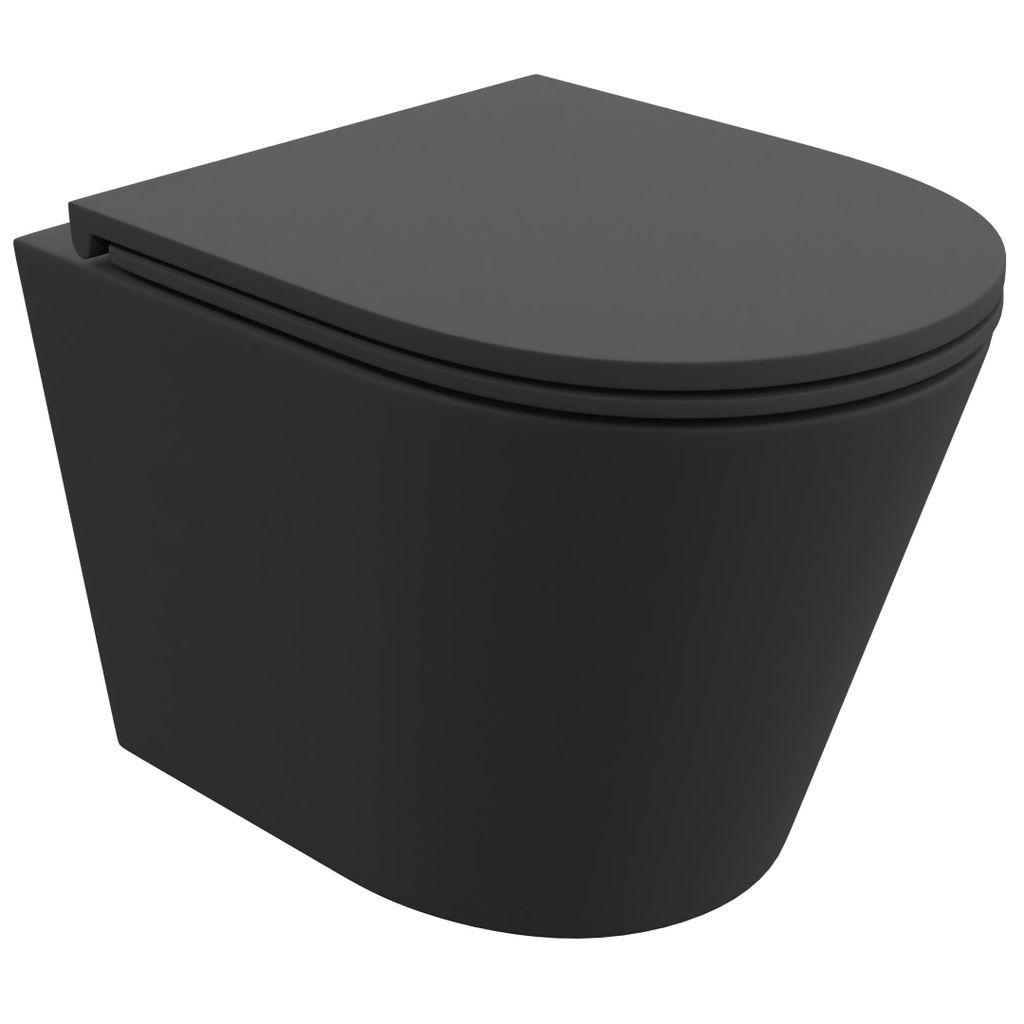 LAVITA Wand-WC Galve Black | Hänge Toilette | Toilettendeckel mit Absenkautomatik & Metallscharniere | Toiletten Spülrandlos Hängend | Toiletten...