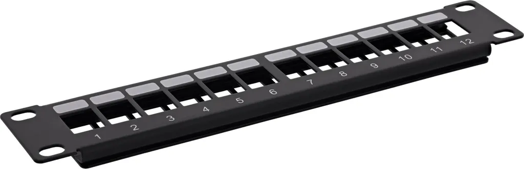 Support de Brassage 10 pouces 1U Noir pour 12 Prises RJ45 Keystone
