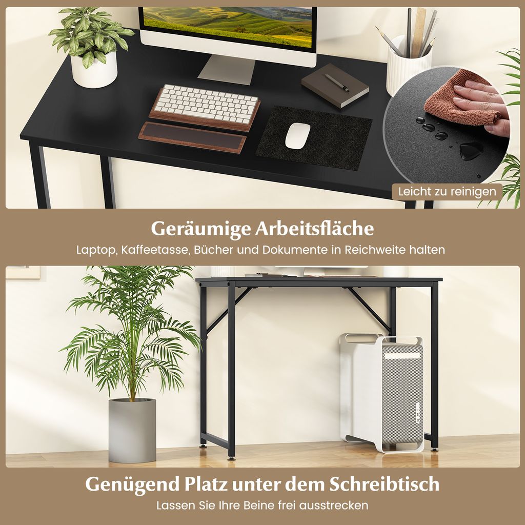 VidaXL Scrivania Compatta Per Computer Con Vassoio Tastiera Estraibile – Nero, Con Ruote, 60x40 Cm