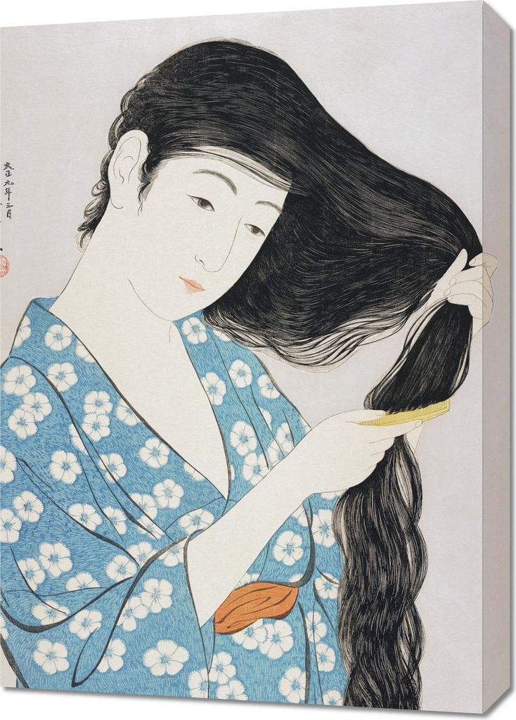 Bild 50x70cm Frau, Hashiguchi Japanisch Vintage