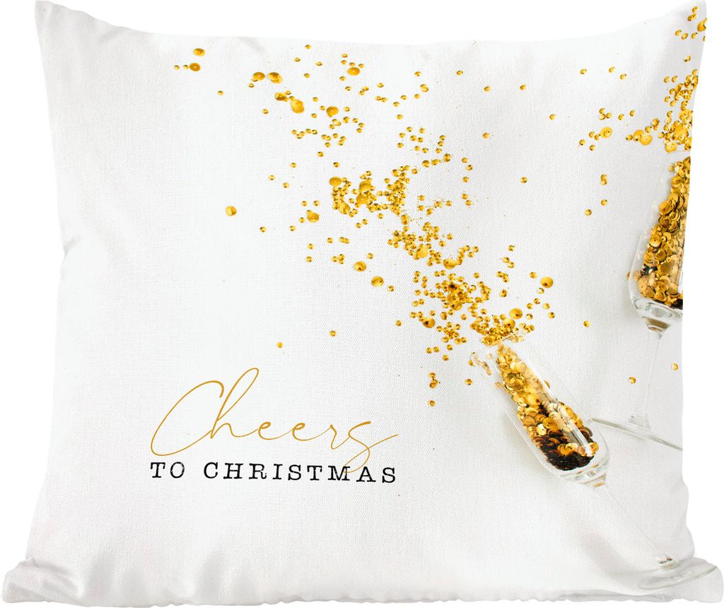 MuchoWow Zierkissen Sofakissen Wohnzimmer Dekokissen 40x40 cm Winter - Weihnachten - Gold - Foto Kissen - Schlafzimmer Dekoration