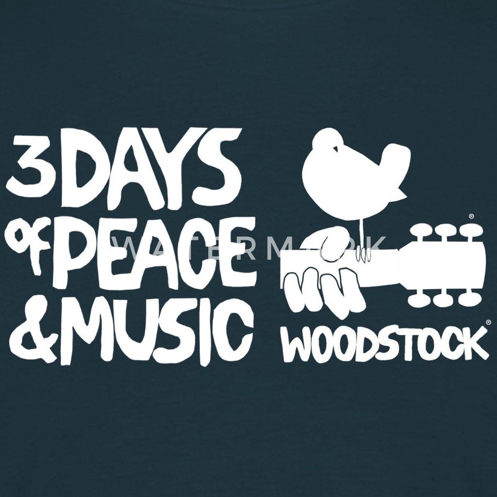 Spreadshirt Woodstock Logo Weiß 3 Days Of Peace & Music Männer T-Shirt, XXL, Navy