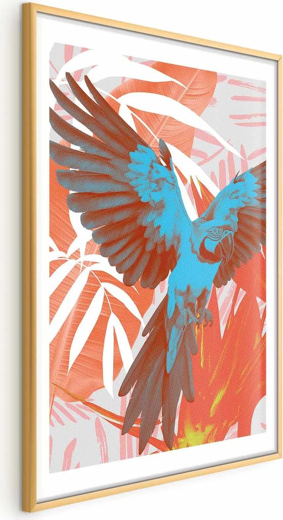 Posterpapier Poster - Exotic Wings - parrot among abstract leaf patterns 40x60 cm Tiere g-C-10185-ao-a