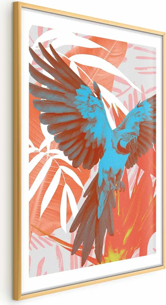 Stampa Artistica Ali Esotiche 40x60 Cornice Oro per Interior Design