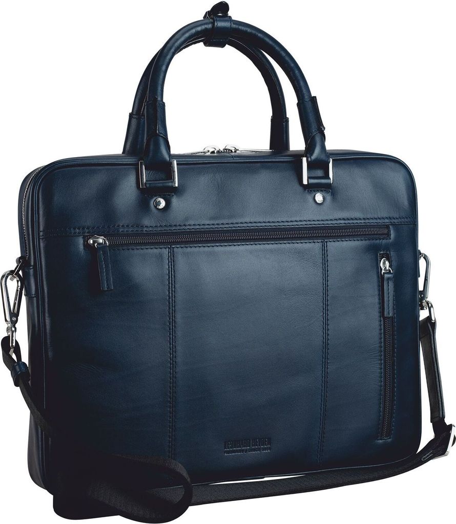 LEONHARD HEYDEN Leder Aktentasche Laptoptasche mit Laptopfach Montreal Briefcase 1 Compartment Navy dunkelblau