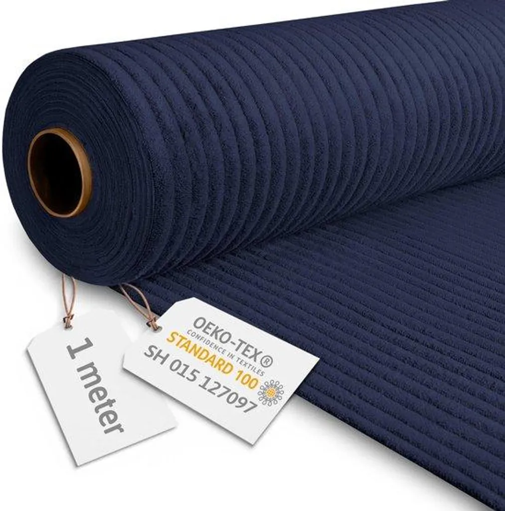 Tissu Ameublement Velours Côtelé Bleu - Matière Épaisse pour Tapissier