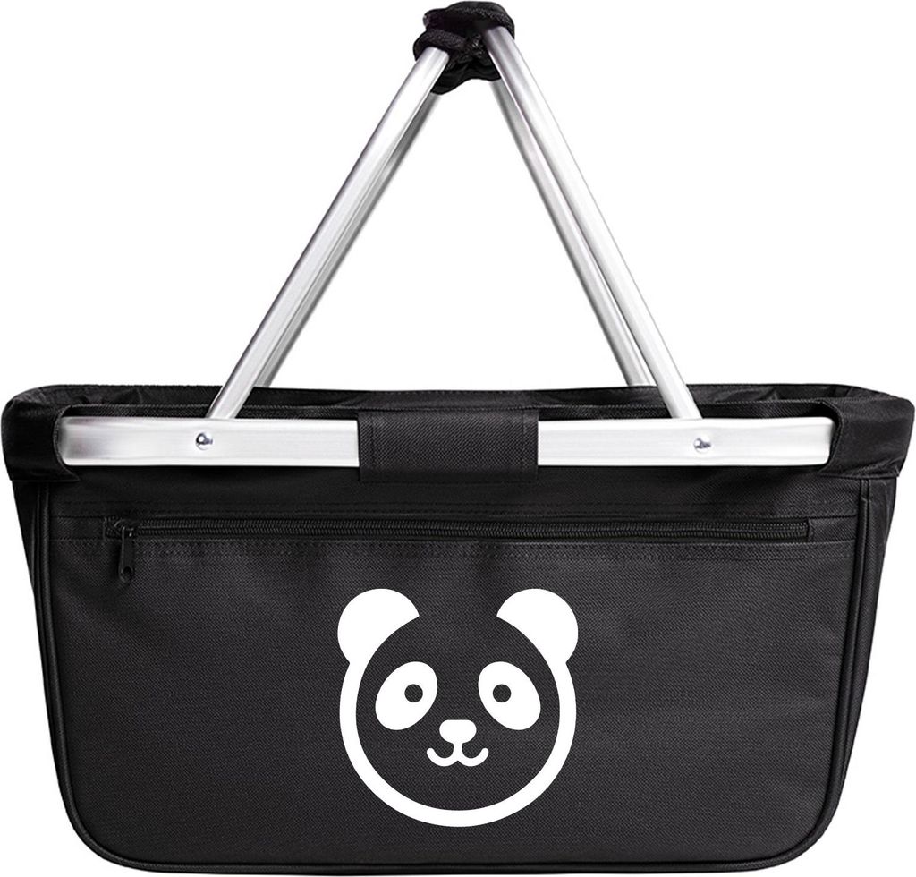 Huuraa Einkaufskorb Panda Kopf Silhouette 20 Liter Black faltbarer Tragekorb Geschenkidee