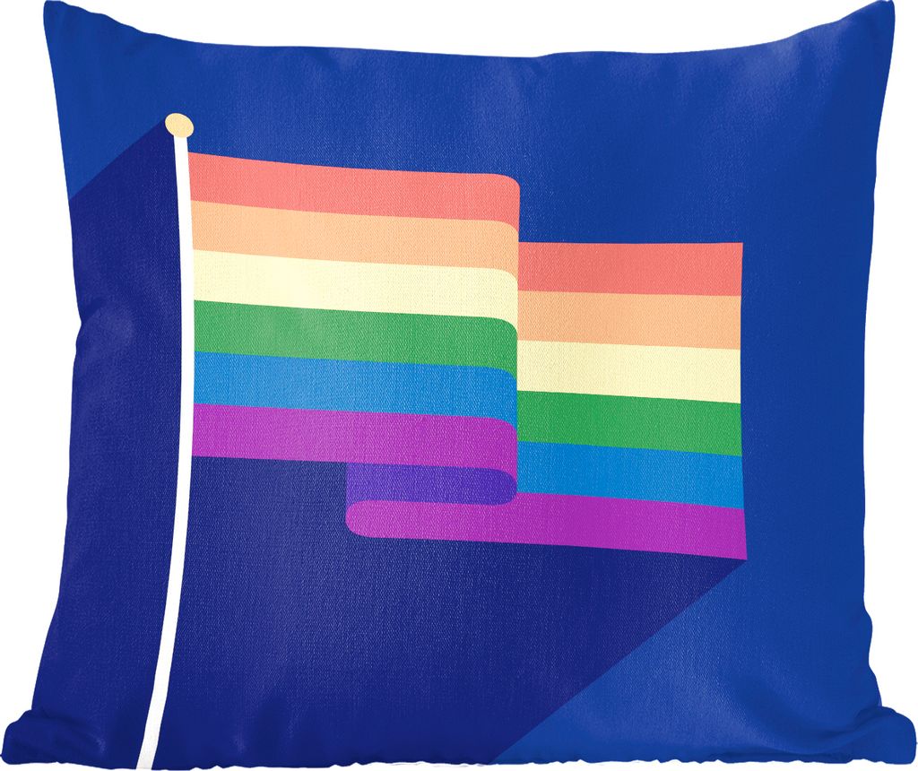MuchoWow Zierkissen Sofakissen Wohnzimmer Dekokissen 40x40 cm Illustration einer Flagge in den Farben des Regenbogens - Foto Kissen - Schlafzimme...