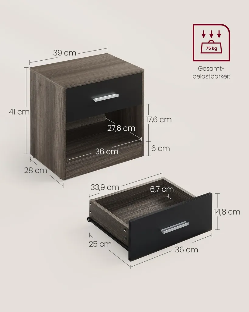 Meuble d'appoint pour chambre marron et noir, idéal pour petits espaces - 5