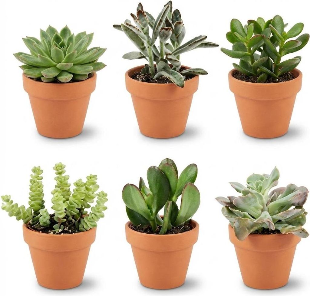 Mini Sukkulenten Mix pflegeleicht Zimmerpflanzen 6 Pflanzen Ø8,1cm 5-10cm Deko
