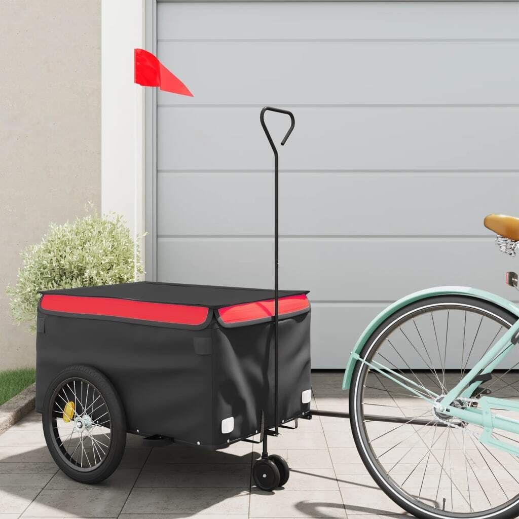 Fahrradanhänger Schwarz und Rot 30 kg Eisen - Produktbild 