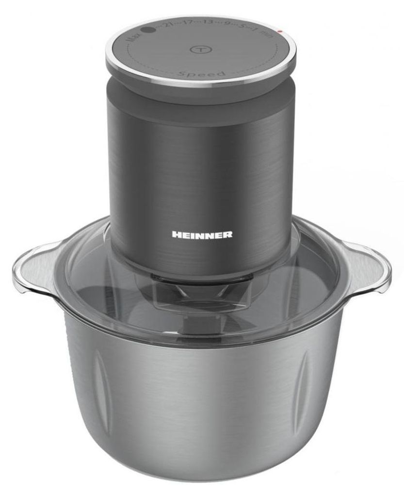 Gemüsehobel Heinner HMC-KD800SS, digitale Steuerung, 800 W, Edelstahlschüssel 3 l, variable Geschwindigkeit, 3 Edelstahlklingen, Metallgetriebe, ...