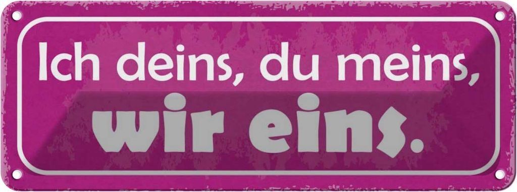 vianmo Blechschild 10x27 cm ich deins du meins wir eins Dekoration Spruch Zitat