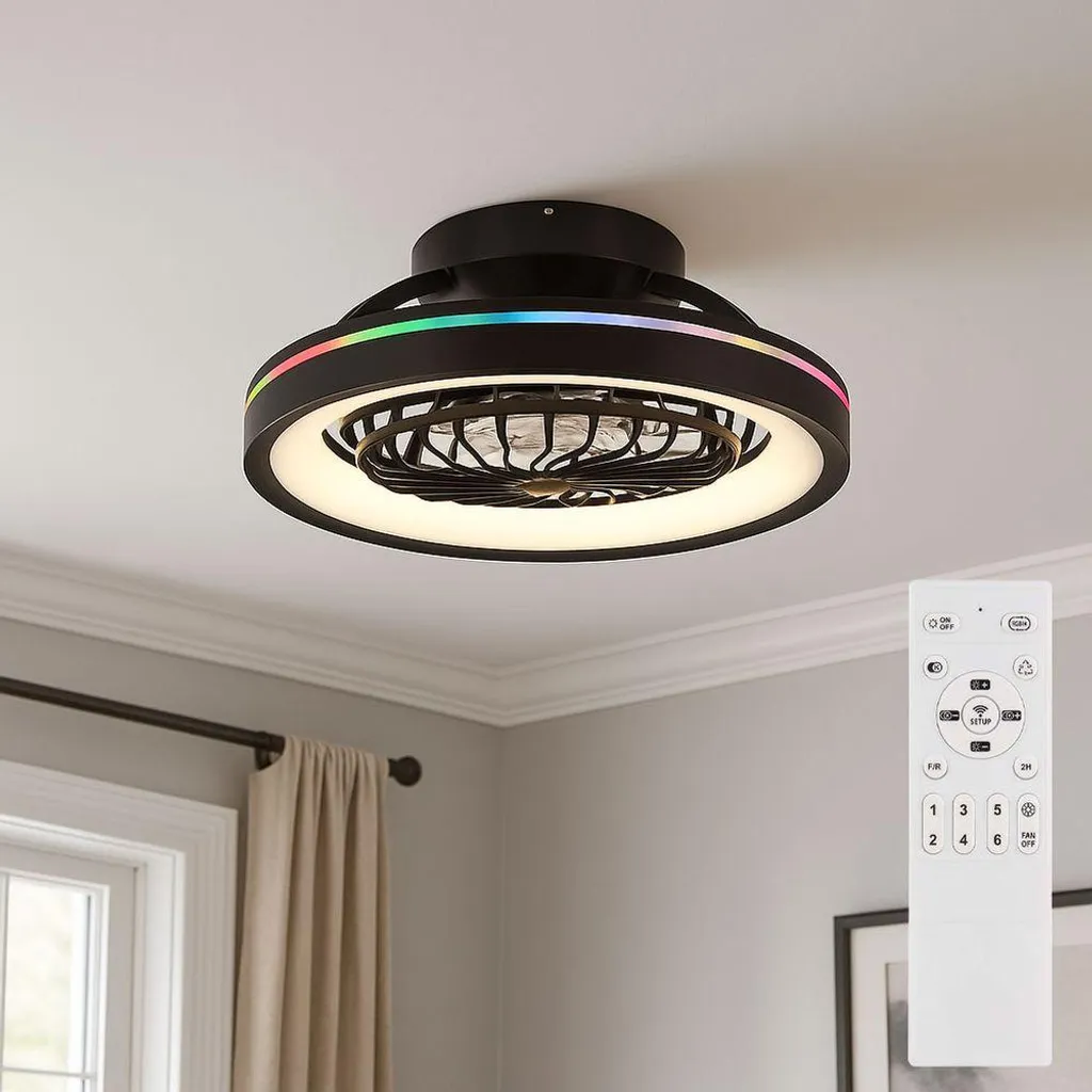 Ventilateur de plafond LED RGB avec télécommande dimmable D 48 cm