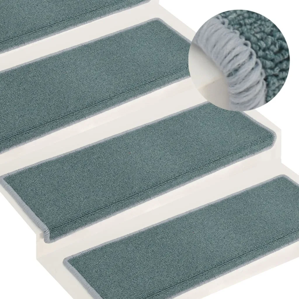 The Living Store Tapis de sol 15 pcs bleu 65x21x4 cm pour escaliers