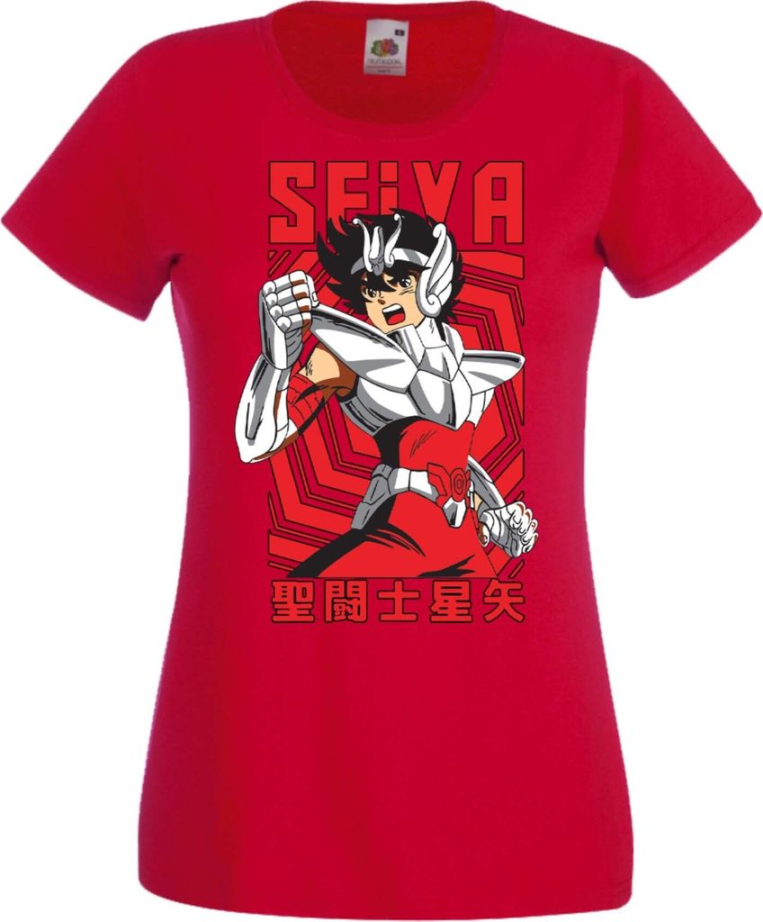 Damen T-Shirt Manga Anime Saint Anime Seiya Pegasus 02 Saint Seiya, Lady XS / Rot
