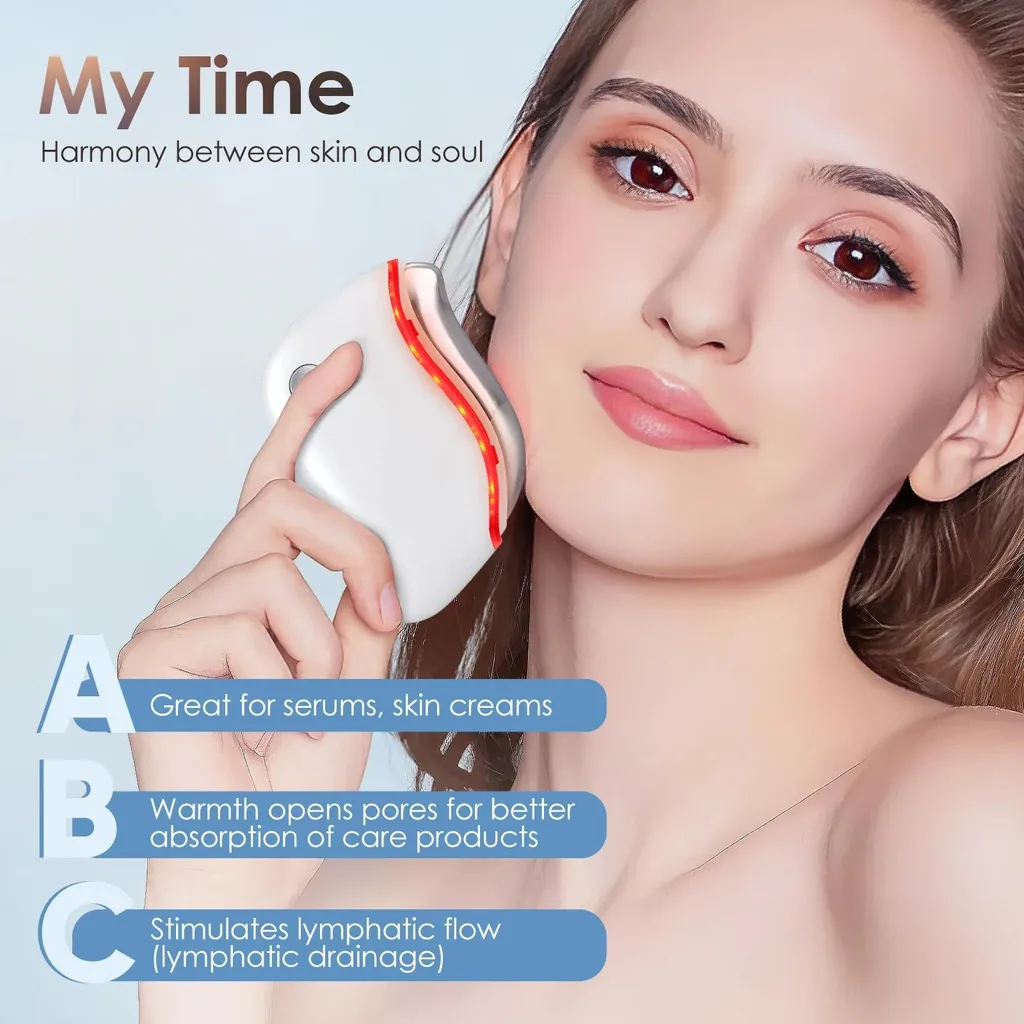 Appareil de Lifting Facial Électrique Gua Sha Anti-Âge Lumière Rouge