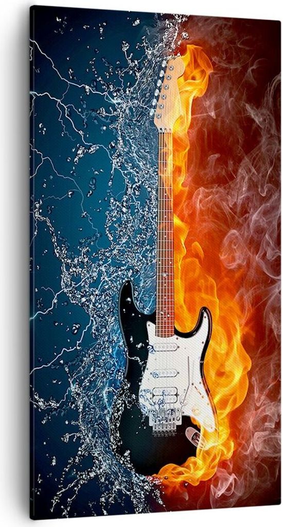 Bild auf Leinwand - Leinwandbild - Gitarre Instrument Musik - 55x100cm - Wand Bild - Wanddeko - Leinwanddruck - Bilder - Kunstdruck - Wanddekoratio...
