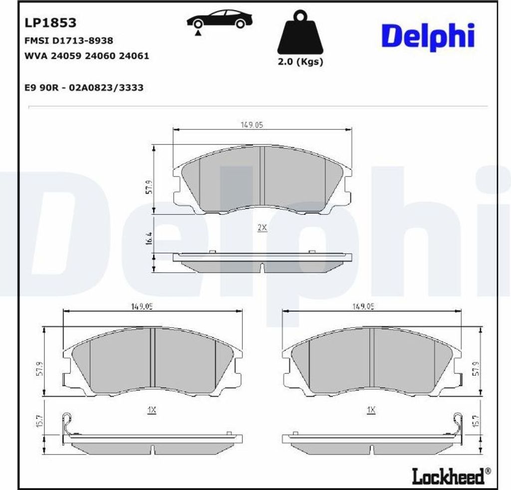 DELPHI Bremsbeläge Satz Vorne Bremsklötze für HYUNDAI TERRACAN (HP) LP1853