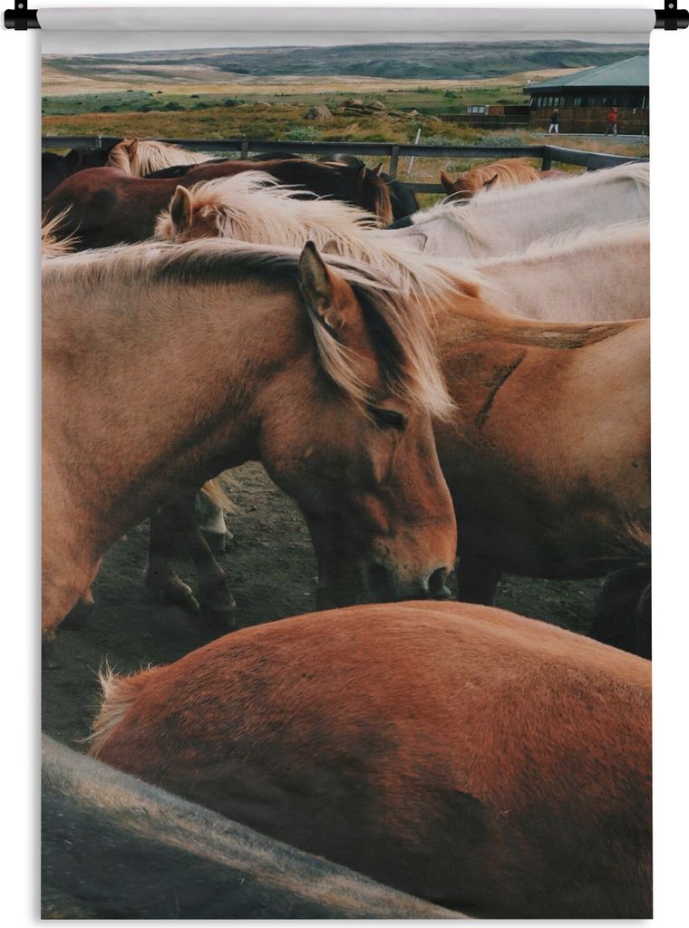 MuchoWow Wandteppich Wandbehang Pferde - Tiere - Spiel 90x135 cm Tapisserie Dekoration Wandtuch - Baumwolle - Wandskulptur