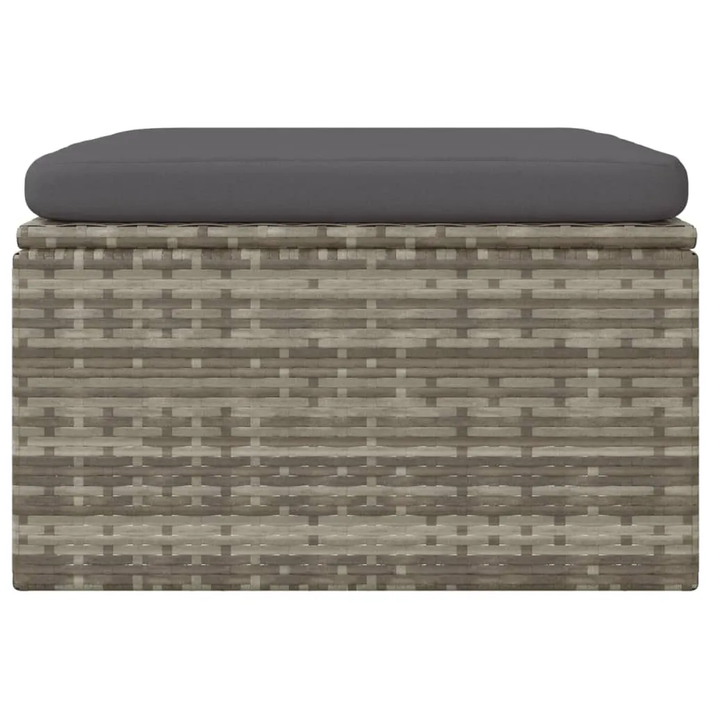 Tabouret extérieur en polyrotin résistant gris avec coussin de siège - 11