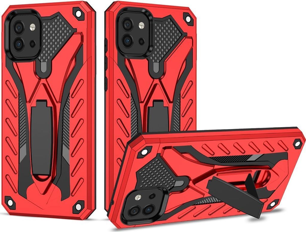 Mobigear Armor Stand Samsung Galaxy A03 Hülle Hardcase Backcover Stoßfest mit Ständer - Rot
