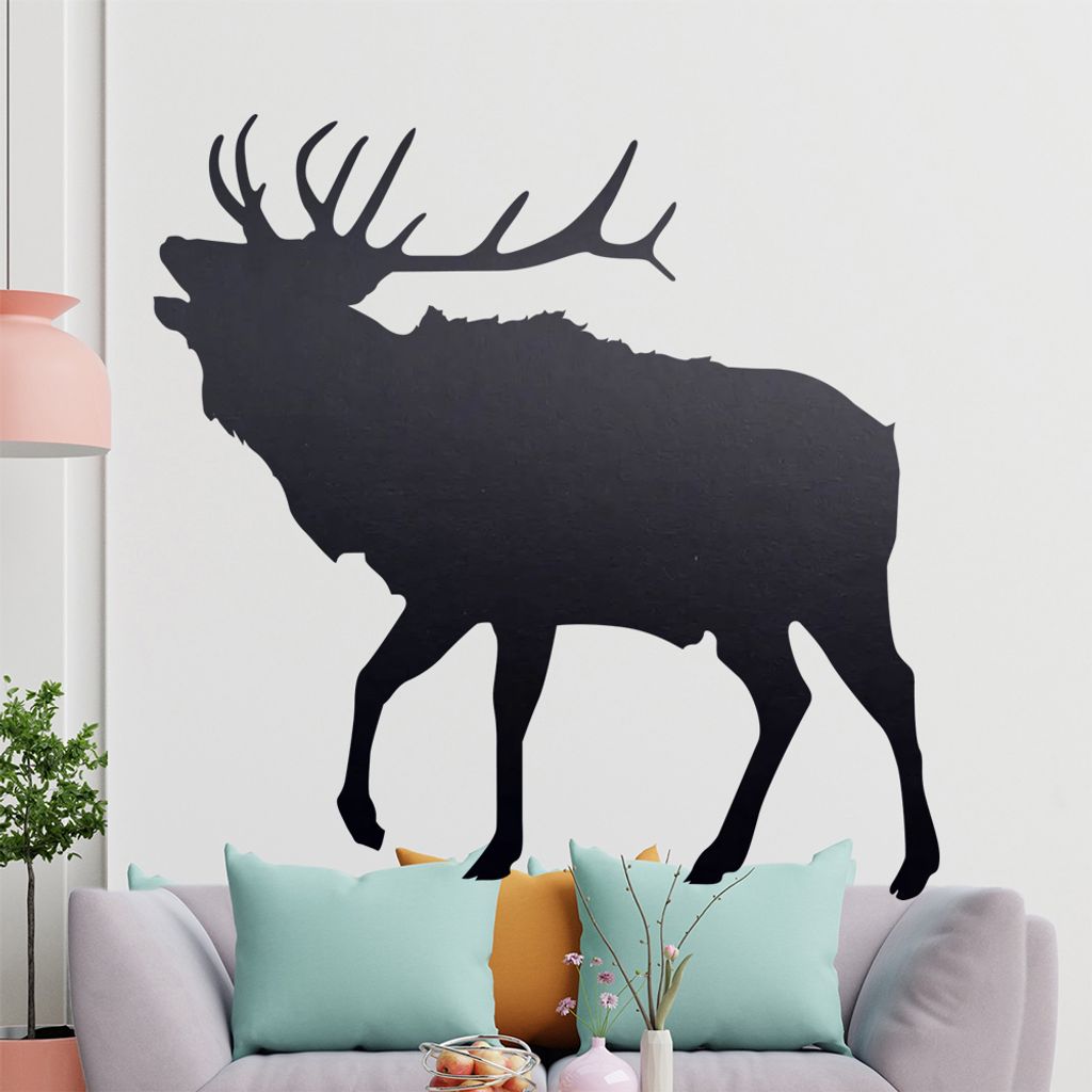 KIWISTAR Elch Silhouette - Hirsch Geweih Laute Wandtattoo in 6 Größen - Wandaufkleber Wall Sticker - Dekoration, Küche, Wohnzimmer, Schlafzimmer...