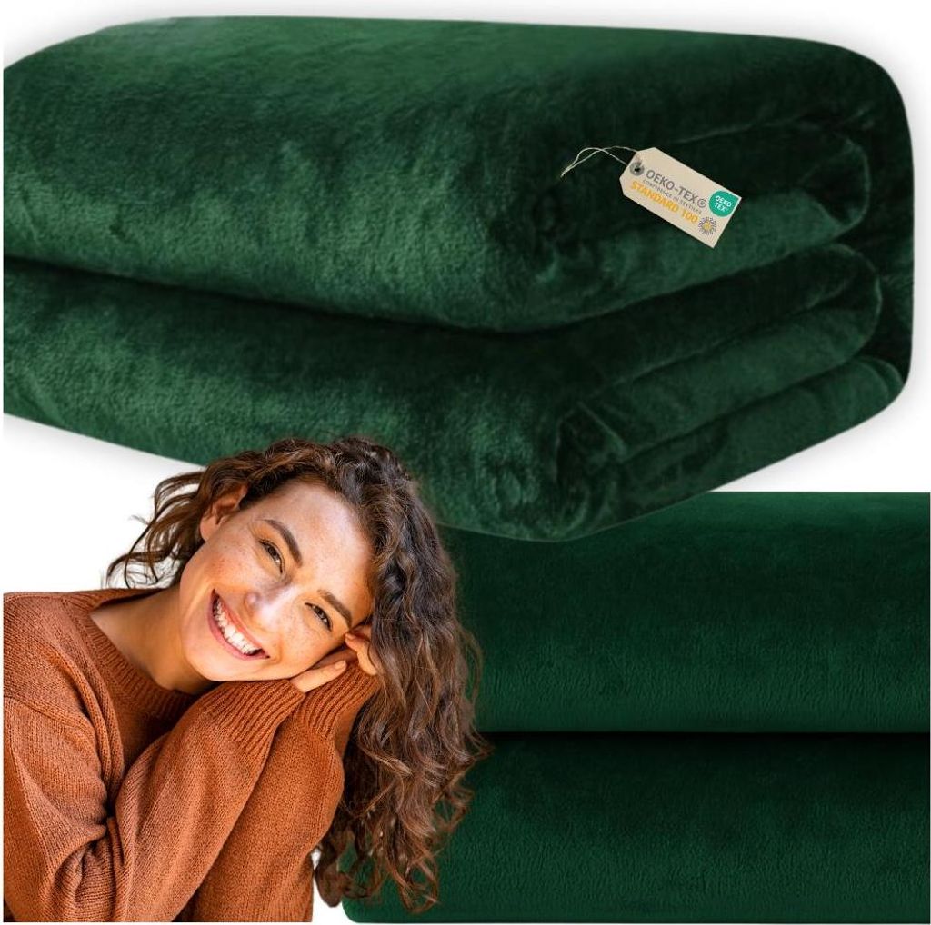 Coperta morbida Copriletto Verde caldo 200x220 cm Regalo di Immagine del prodotto 