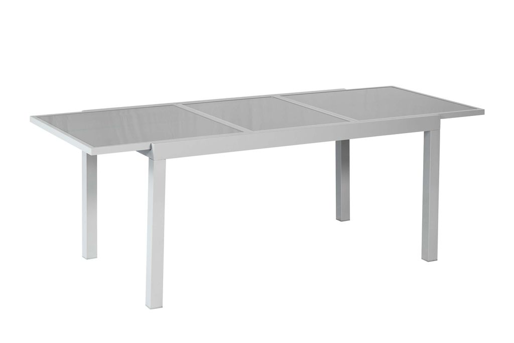 A white background with a table.