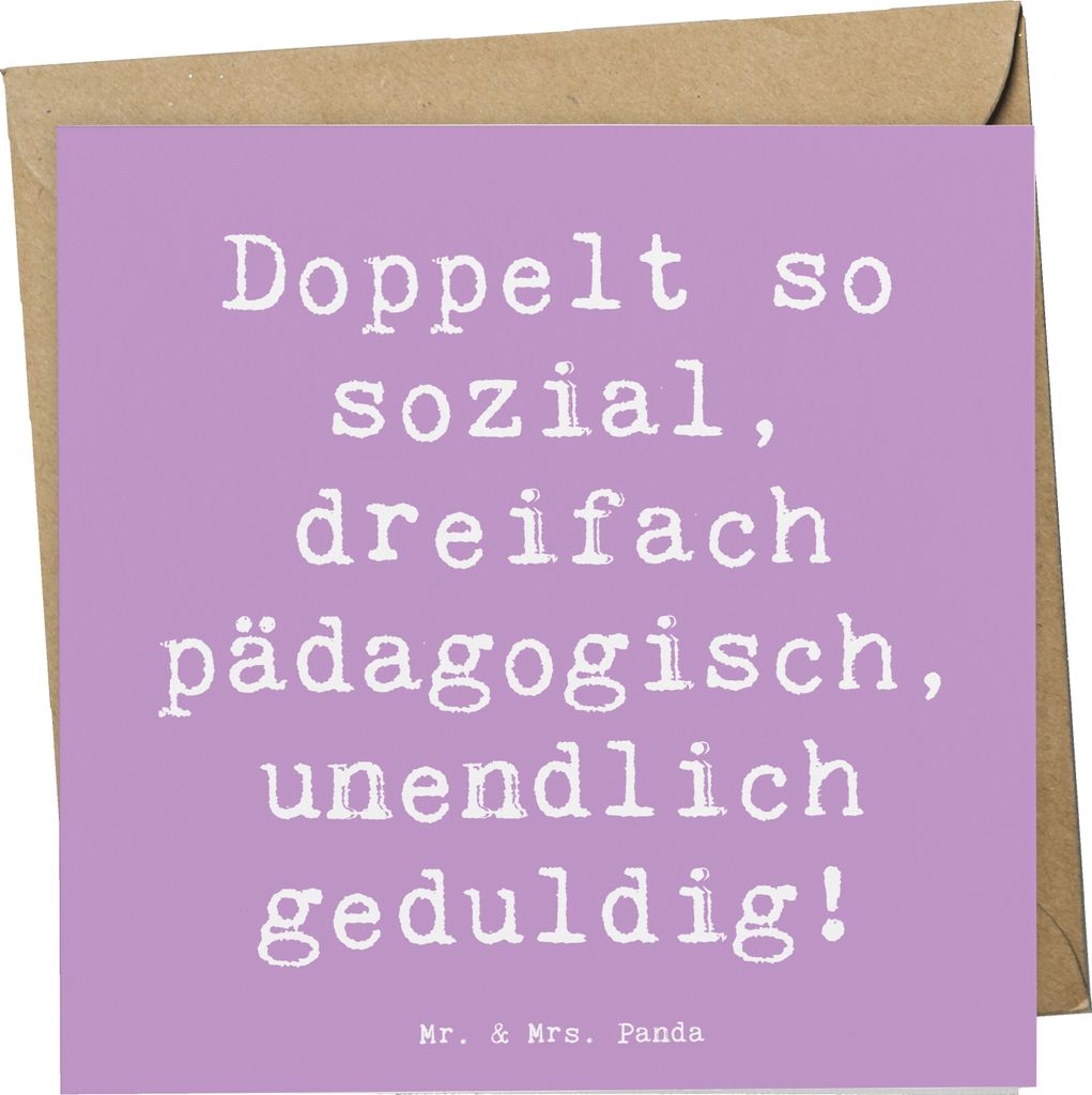 Mr. & Mrs. Panda Grußkarte Spruch Sozialpädagogin Power - Lavendeltraum - Geschenk, Beruf, Helferberuf, doppelkarte, sozialer, Berufsliebe, Beruf...