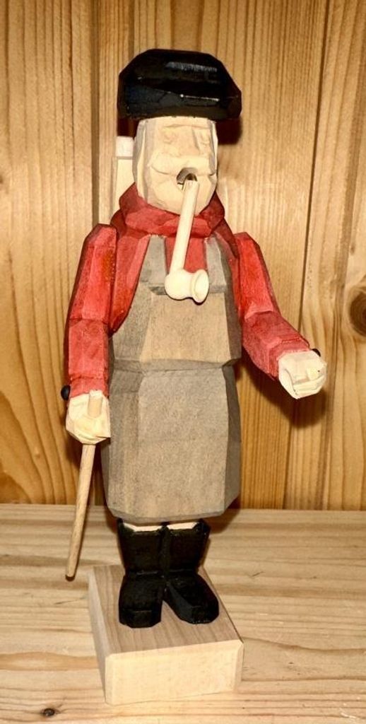 Räucherfigur Holzmacher geschnitzt Höhe 18cm NEU