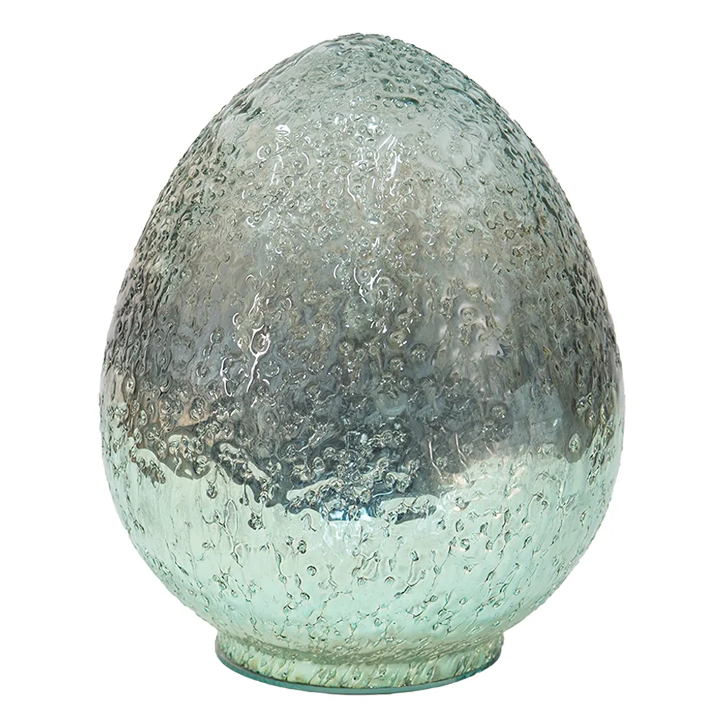 Clayre & Eef Figurine Oeuf de Pâques Ø 13x19 cm en Verre Vert Déco