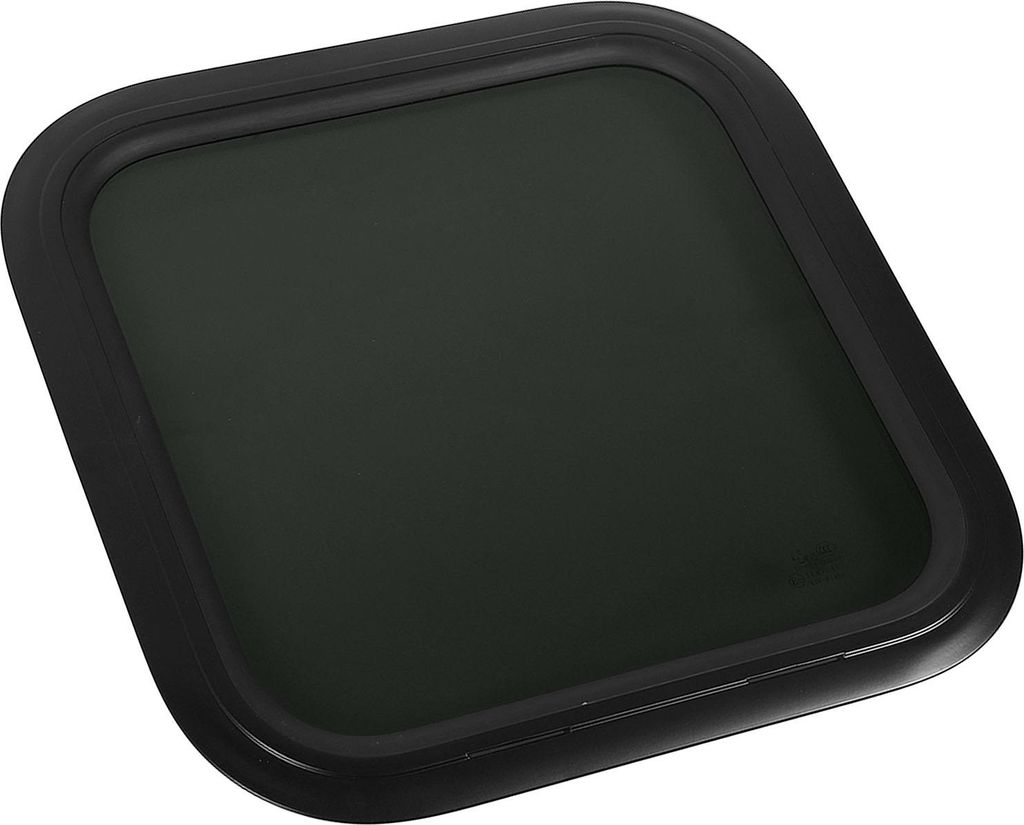 450 x 450 mm festes Wohnmobil-Fenster, abgerundete Eingangstür aus transparentem schwarzem Glas mit Rahmen für Wohnmobil, Wohnwagen, 48–53 mm W...