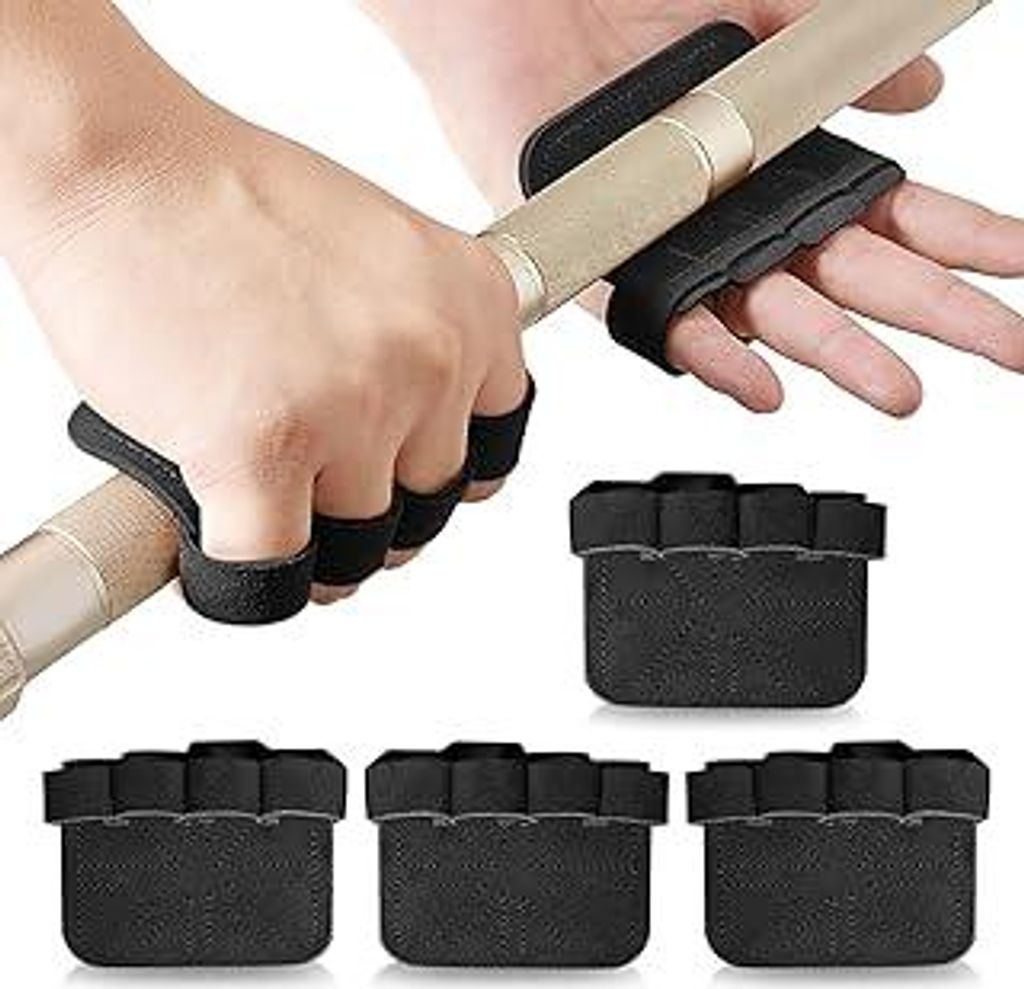 2 Stück Griffpolster Kraftsport, Naturleder Griffpads Krafttraining Griffhilfen Gym Handgriffe Zughilfen Krafttraining Grip Pads Fitgriff für Kli...