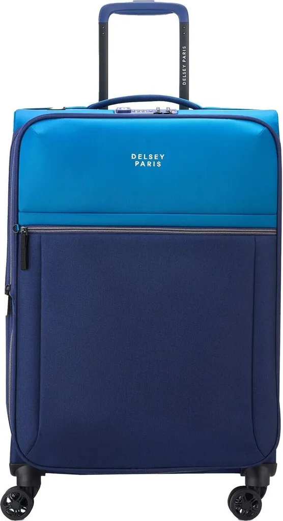 Valise DELSEY PARIS Brochant 3 Trolley 67cm 4 Roues Expansible Bleu Ocean