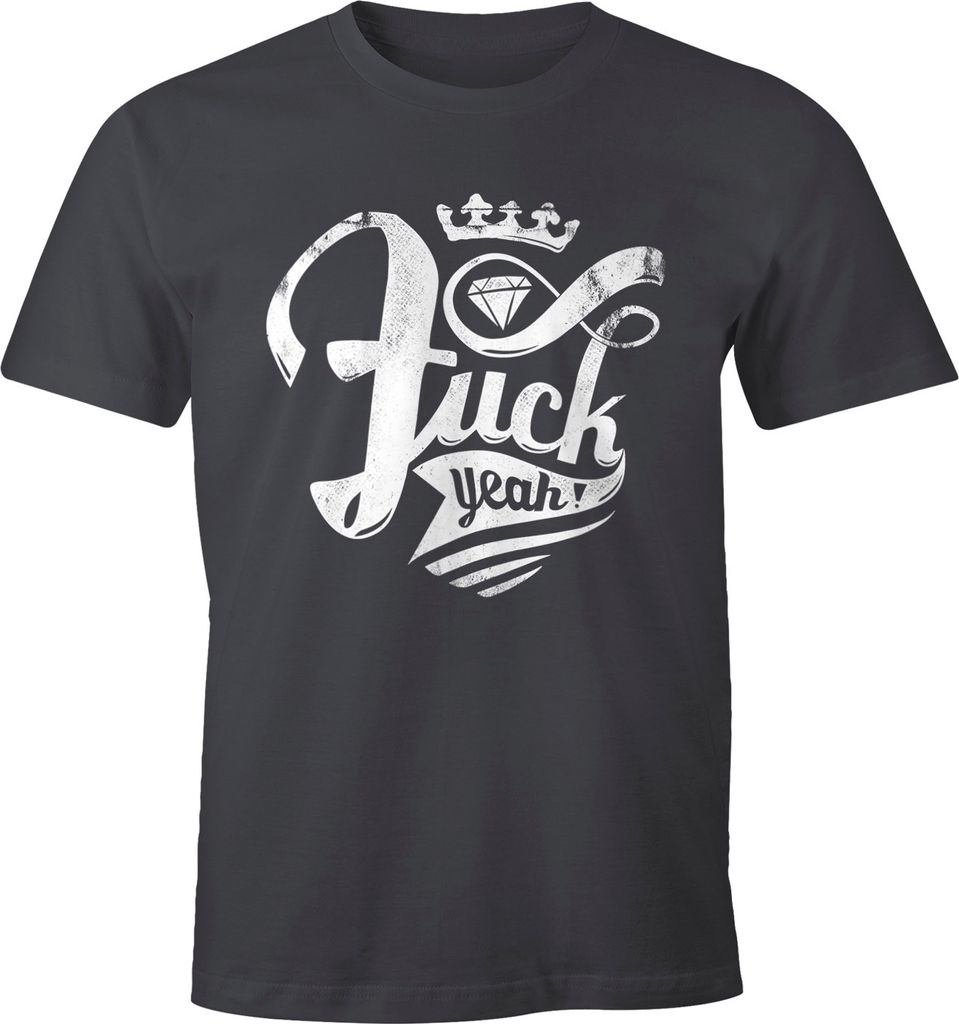 Lustiges Herren T-Shirt Fuck Yeah Fun-Shirt Moonworks dunkelgrau L