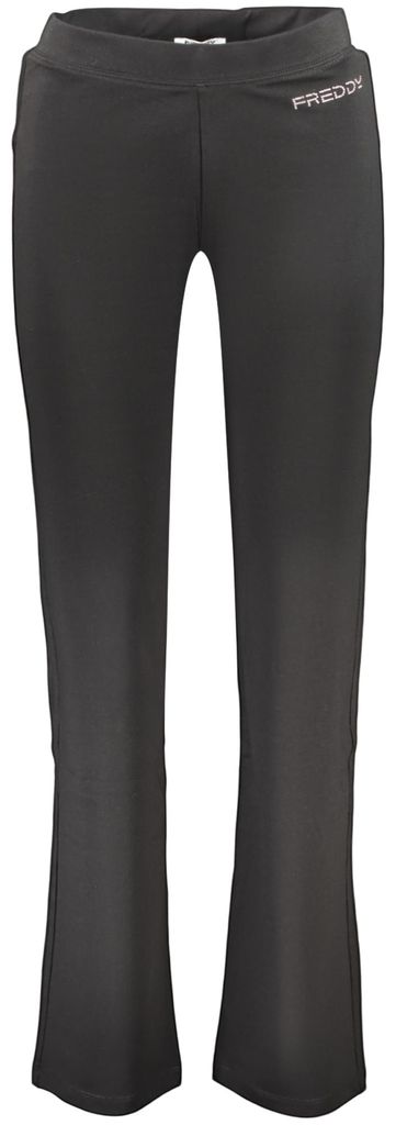 Damen Sporthose: Lange, weite Hose in Schwarz mit elastischem Bund