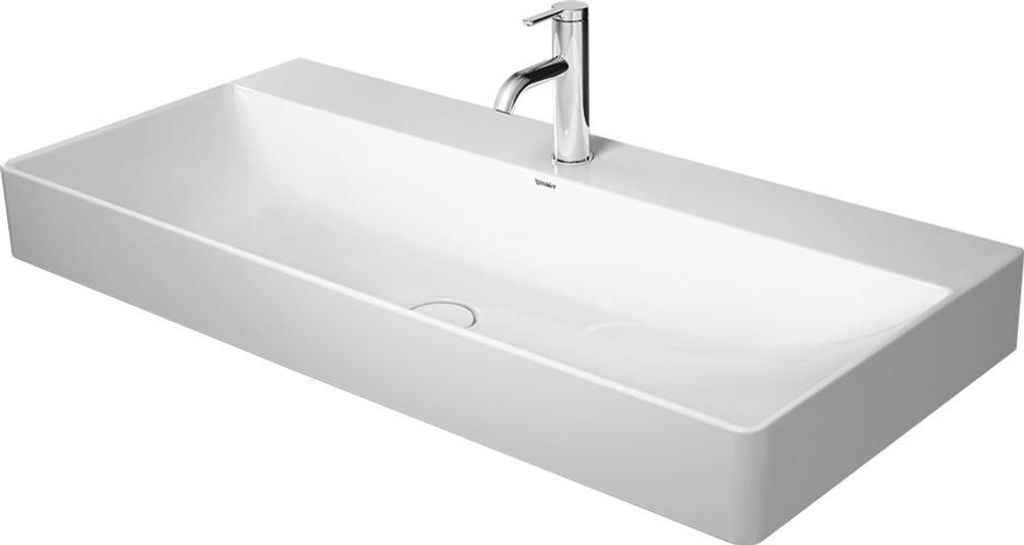 Duravit Waschtisch DURASQUARE ohne Überlauf, mit Hahnlochbank, 1000 x 470 mm ohne Hahnloch weiß