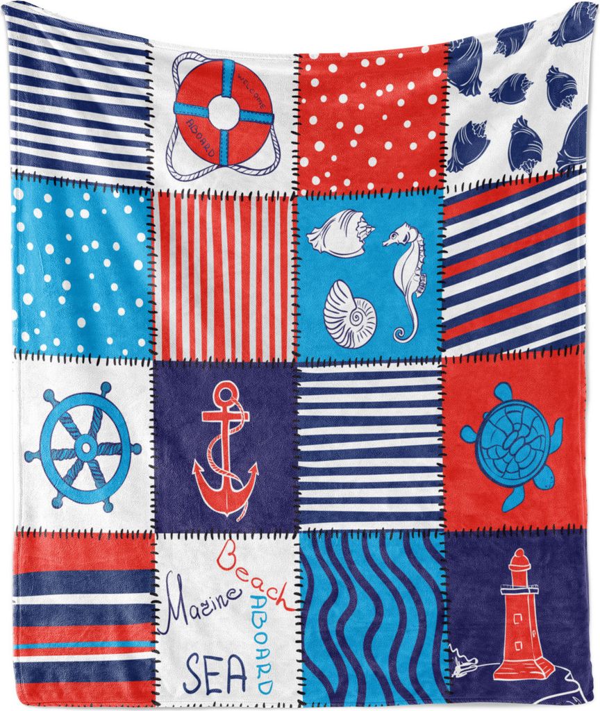 ABAKUHAUS Geometrisch Weich Flanell Fleece Decke, Anchor Helm und Fisch, Gemütlicher Plüsch für den Innen- und Außenbereich, 125 x 175 cm, Mehr...
