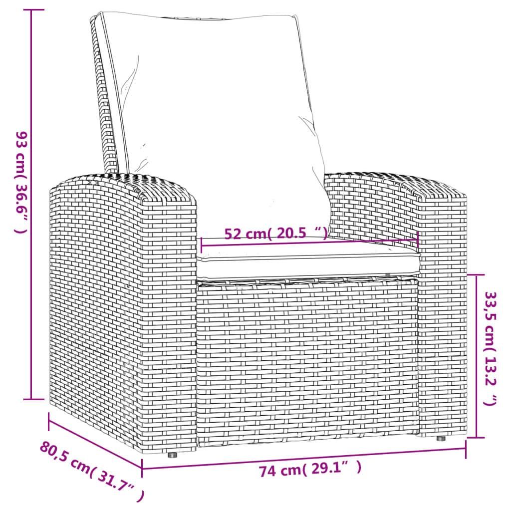 vidaXL Poltrona da giardino regolabile con cuscino Grigio Immagine del prodotto 