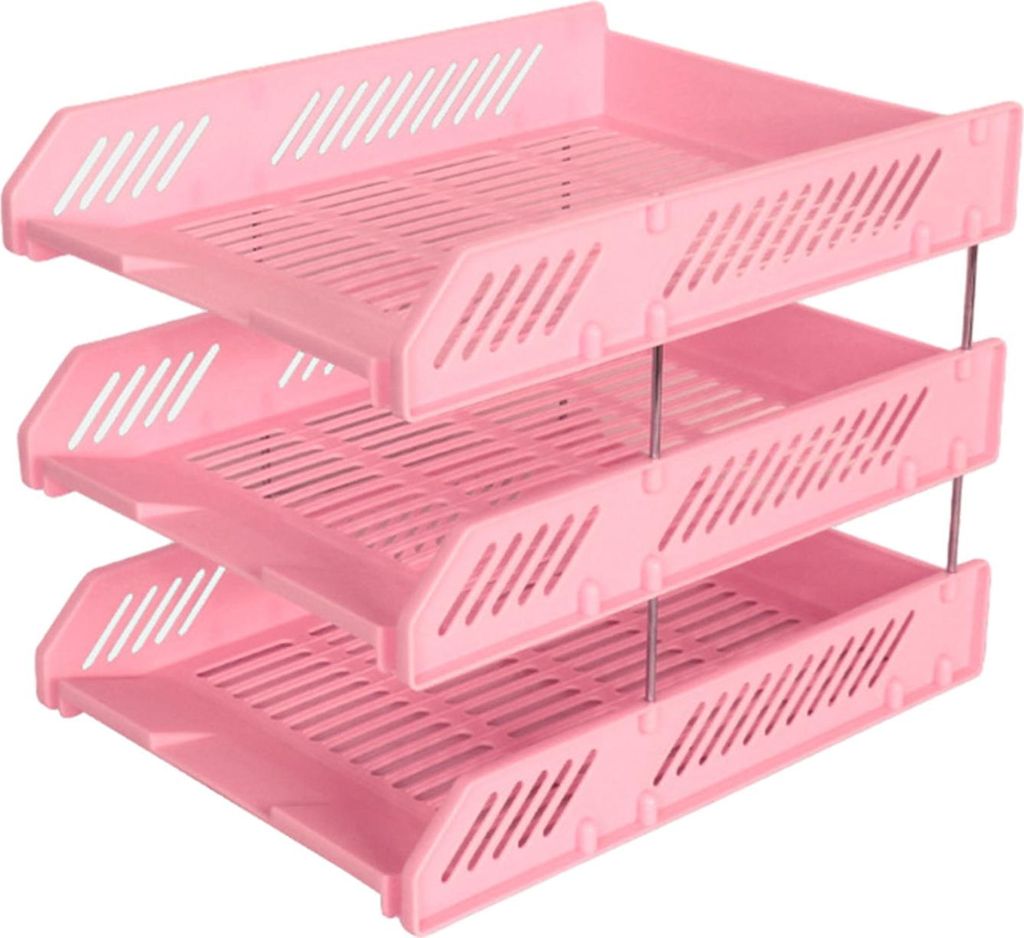 Stapelbare Briefablage mit 3 Ebenen, Schreibtisch-Papier-Organizer, Kunststoff-Akten- und Dokumentenablage, für Zuhause, Büro und Schule